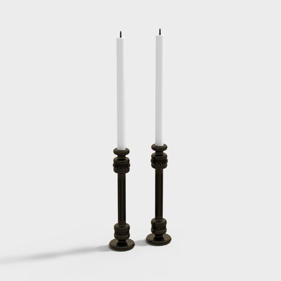 Elegant Black-and-Gold Candelabra 3D model