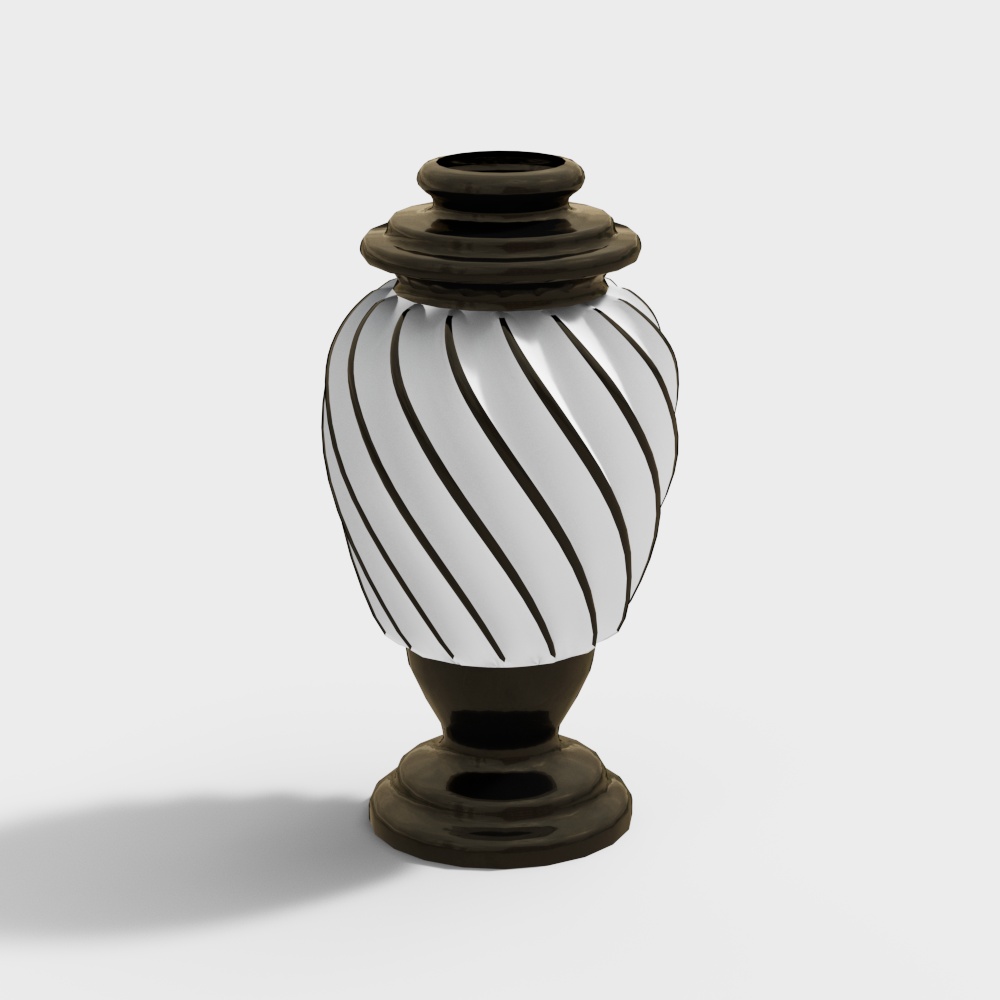 Elegant Minimalist Vase 3D Model – Striped Black & White