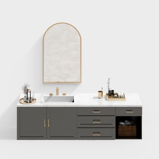 Modern Minimalist Bathroom Cabinet 3D model