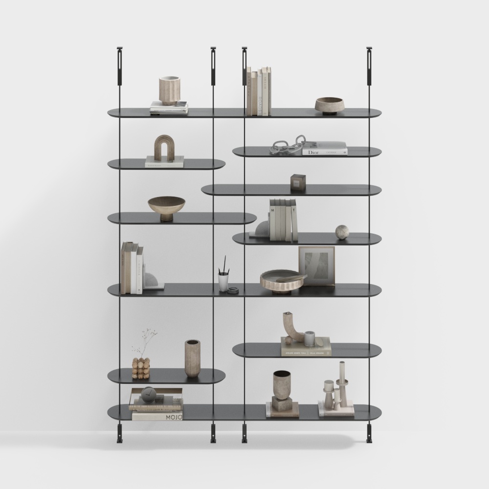 Urban Elegance Bookshelf 3D Model – Modern Metal Design