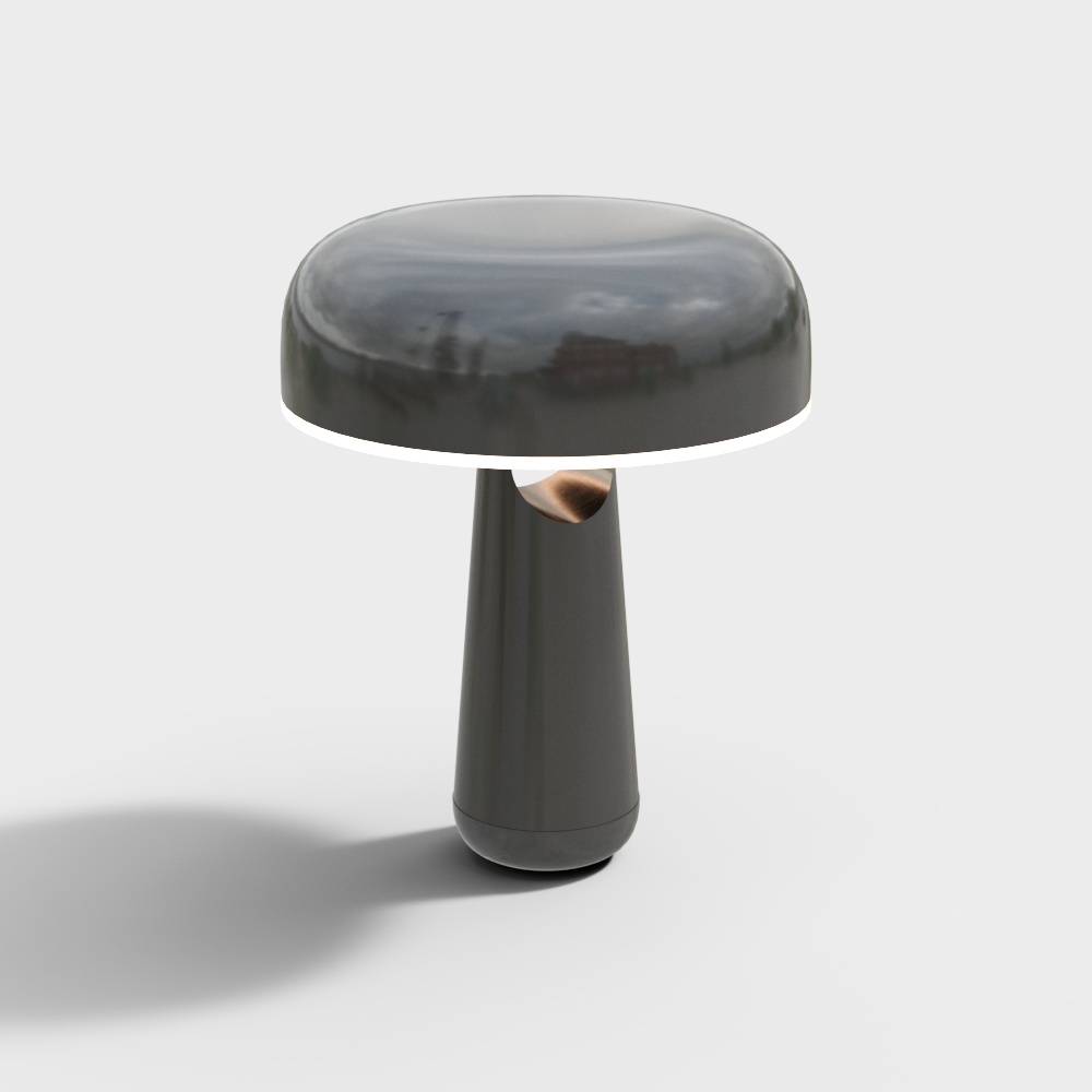 Mushroom Stool 3D Model – Minimalist Gray & Metal