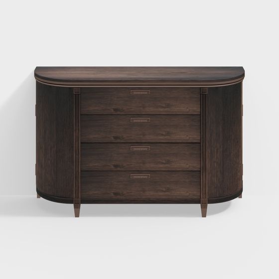 Stylish Semi-Circular Wooden Storage Cabinet 3D model