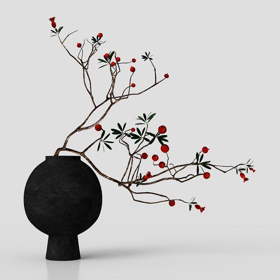 Unique Low-Poly Winter Branches 3D Model