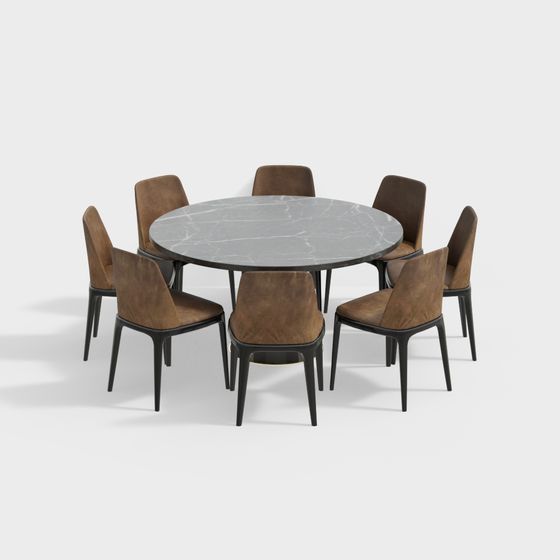 Elegant 3D Model Dining Table Set