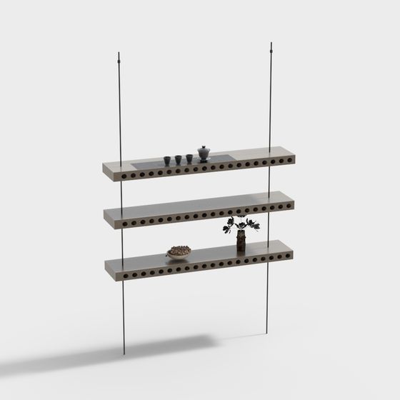 Black Modern Decorative Shelf 3D Model