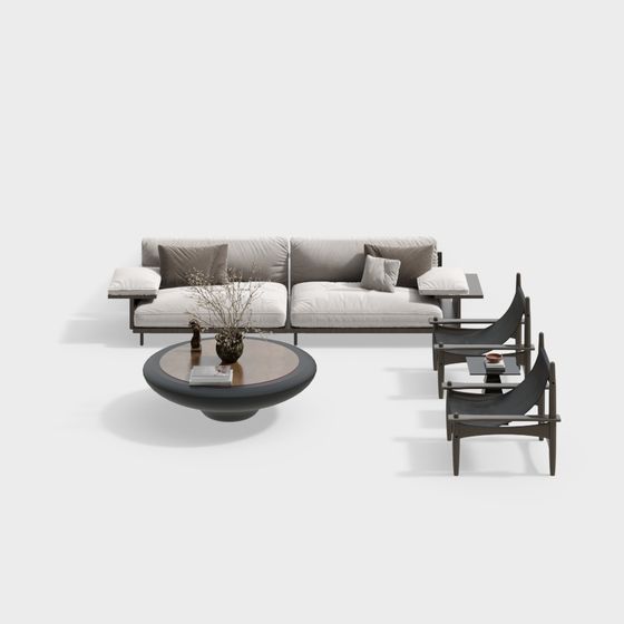 Low Poly Modern Sofa Set 3D model
