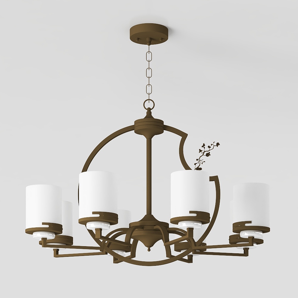 Elegant Low-Poly Chandelier – Vintage Metal & Frosted Glass