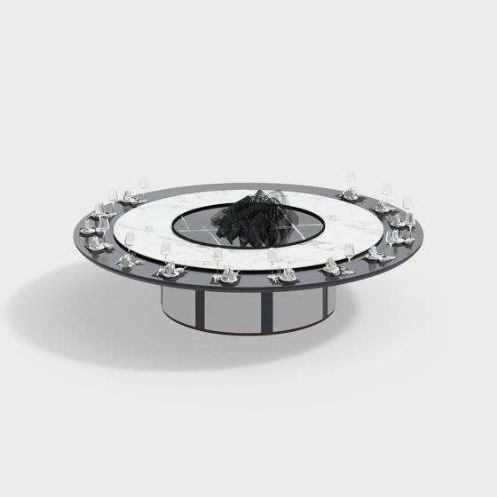 Elegant Low-Polygon Round Table 3D model