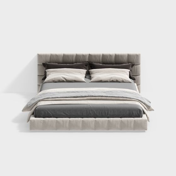 Elegant Low Polygon Bed 3D model for Modern Interiors