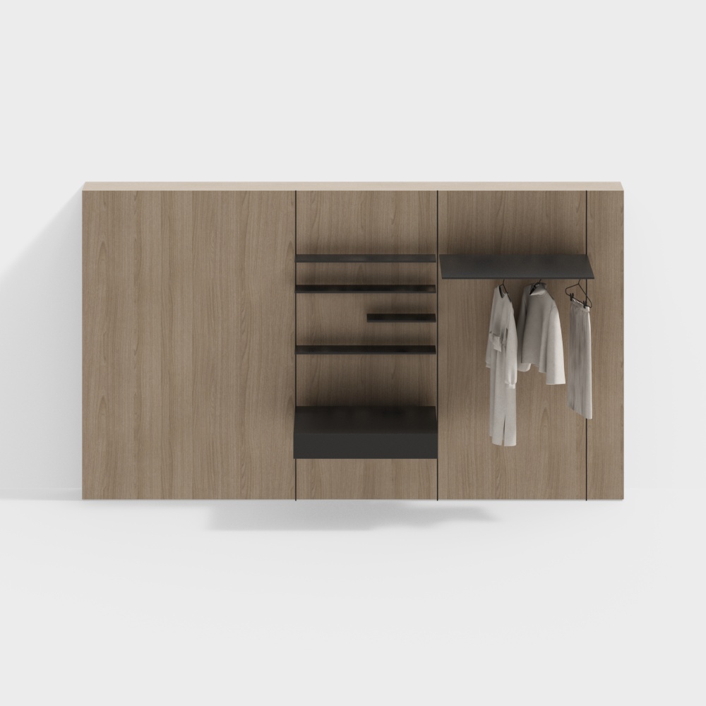 Modern Urban Closet 3D Model – Wood and Metal Design