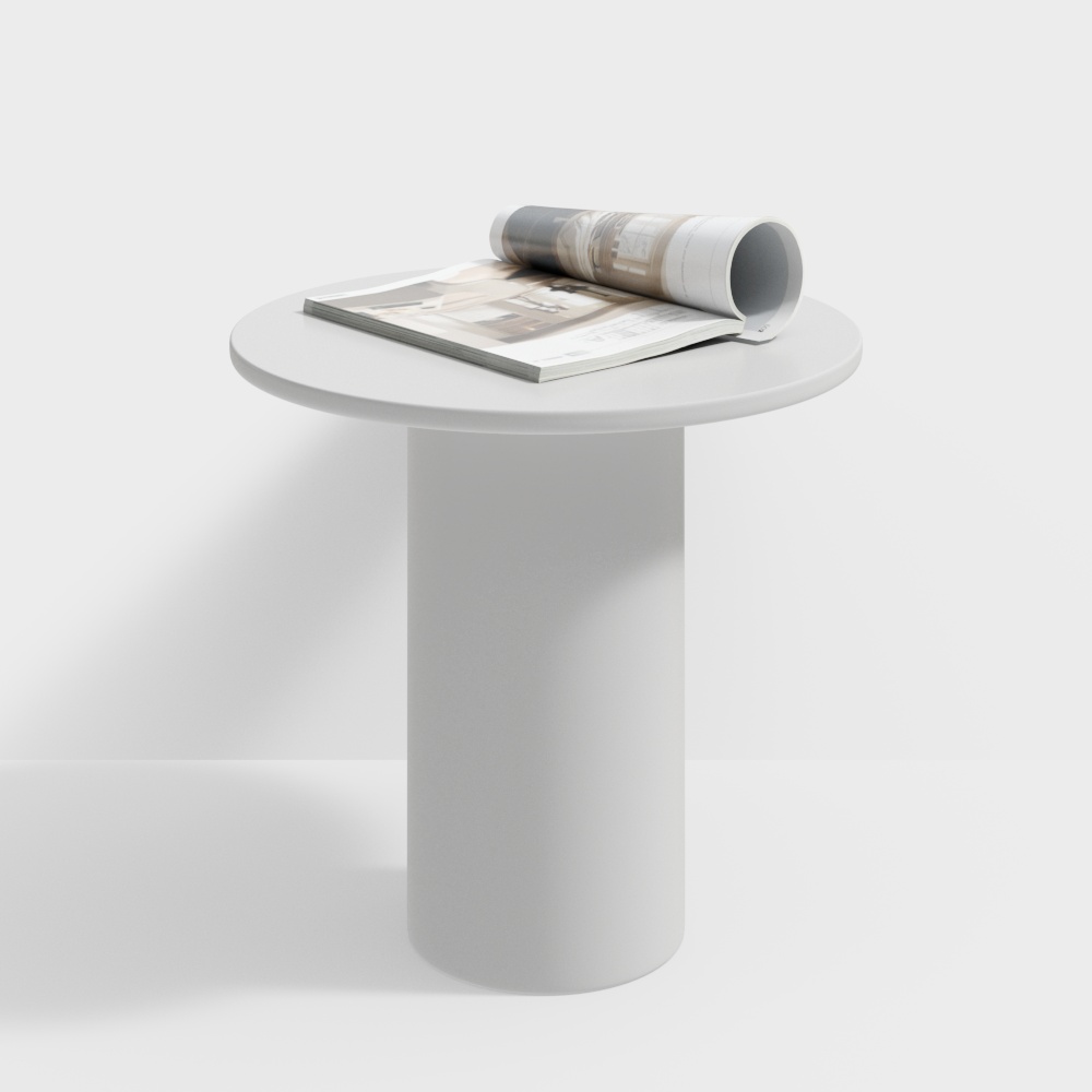 Minimalist Cylinder Side Table 3D Model – Low-Poly Gray Design