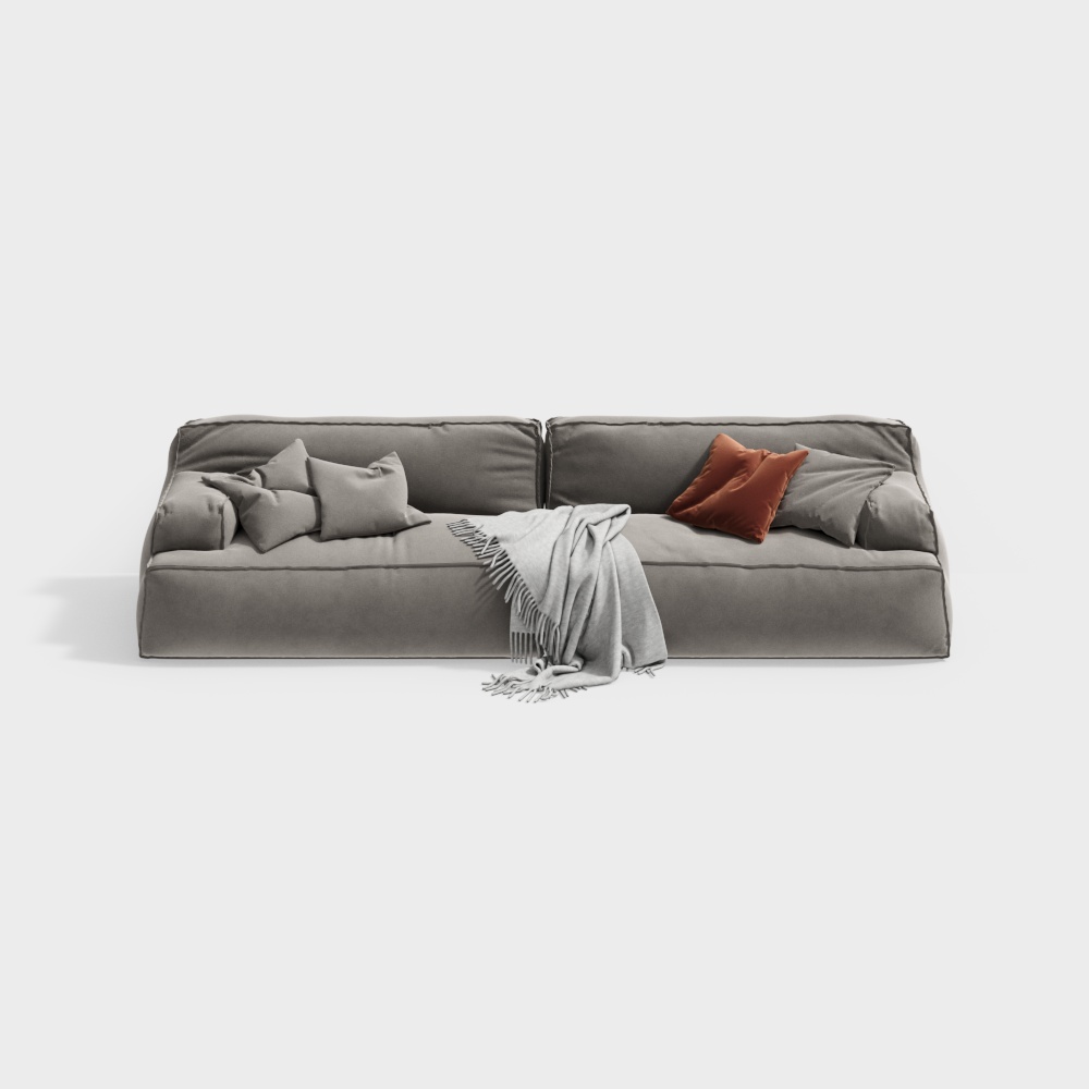 Modern minimalist living room multi-person sofa