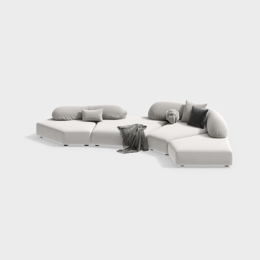 Modern minimalist living room multi-person sofa