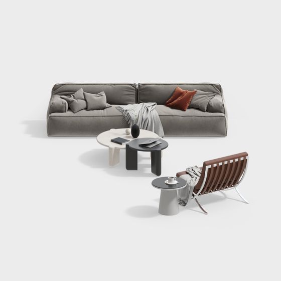 Modern Minimalist Sofa Set 3D Model