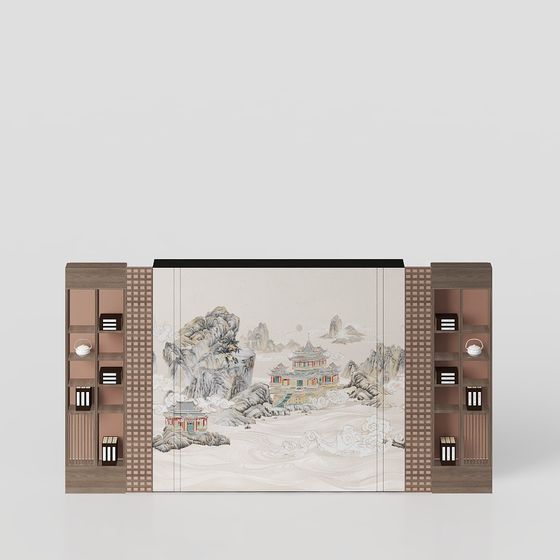 Stunning Oriental Screen 3D model with Low Poly Design