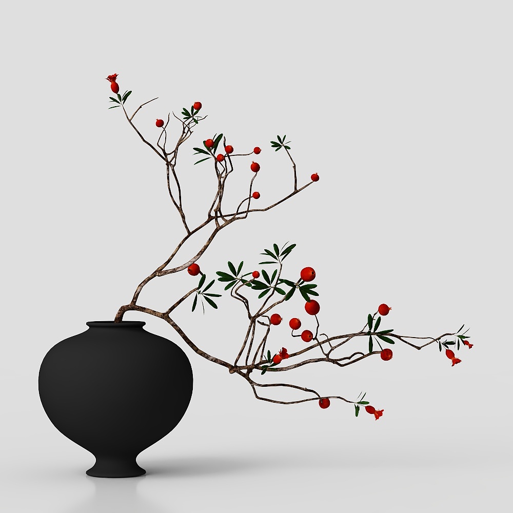 Unique Low-Poly Nature 3D Model with Red Fruits