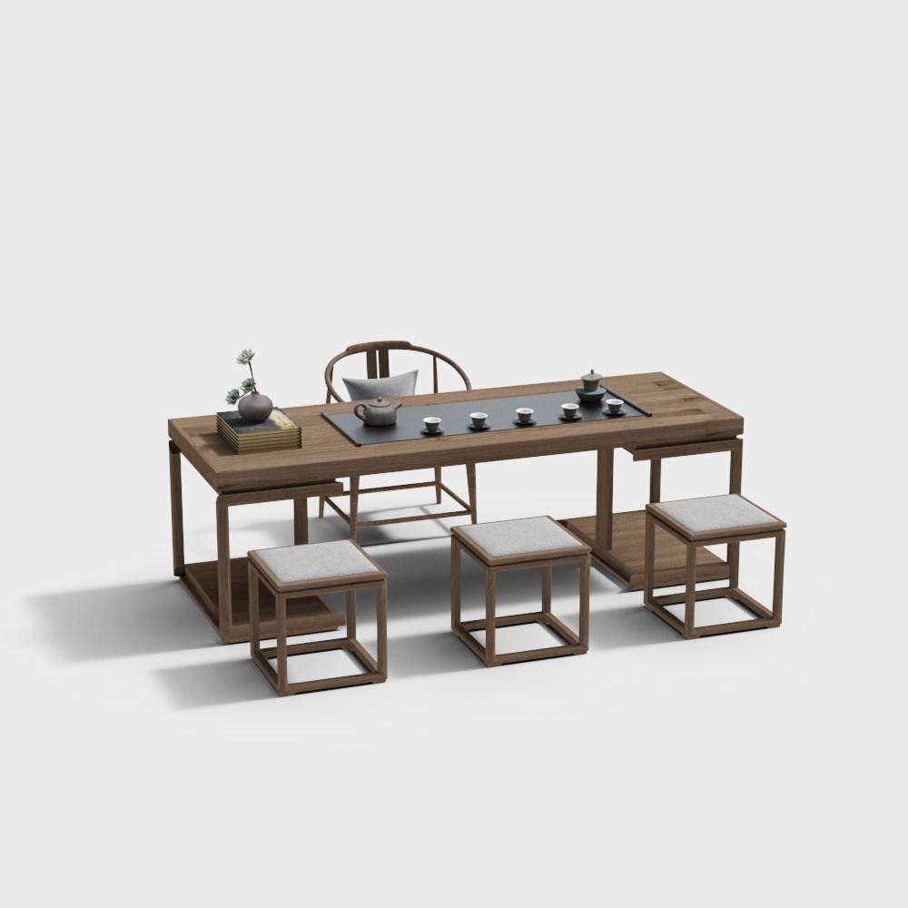 New Chinese tea room table and chair combination