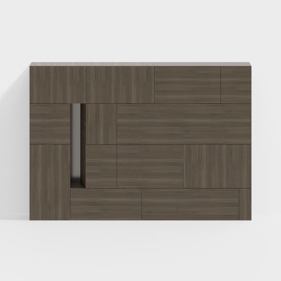 Stylish Minimalist Wooden Cabinet 3D model