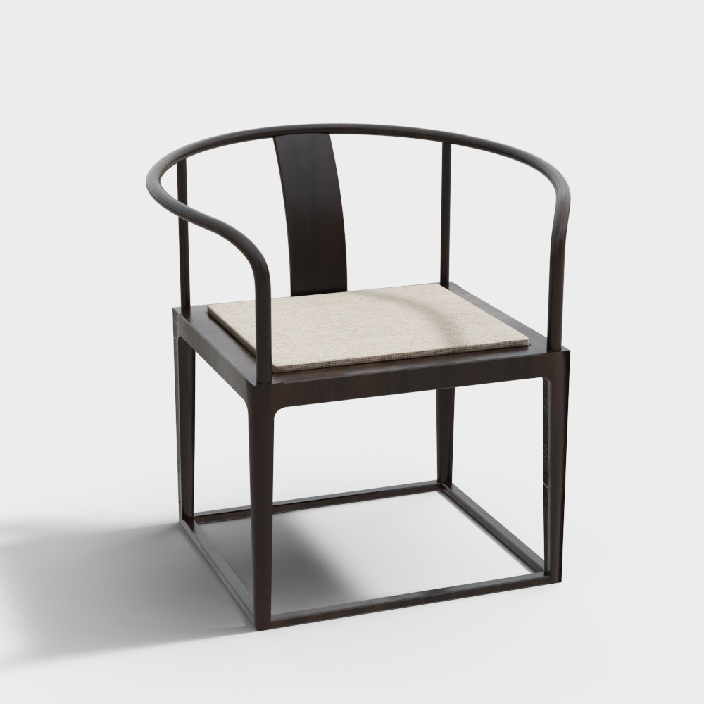 Elegant Low-Polygon Chair 3D Model – Wooden Frame Design
