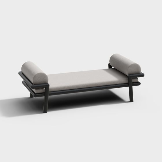 Elegant Black Sofa Bench 3D Model for Living Rooms