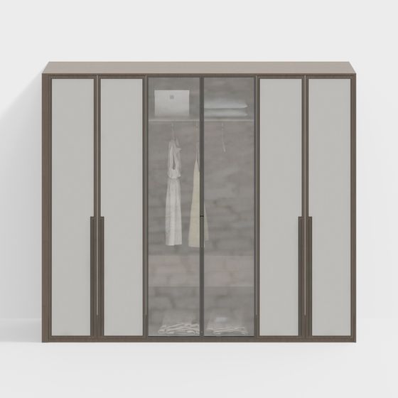 Elegant Low-Polygon Wardrobe 3D Model for Modern Spaces