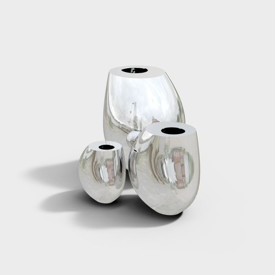 Colorful Low Poly Vase Set 3D model