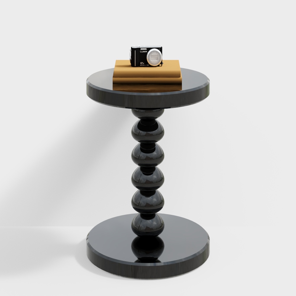 Elegant Round Table 3D Model – Polished Black Design