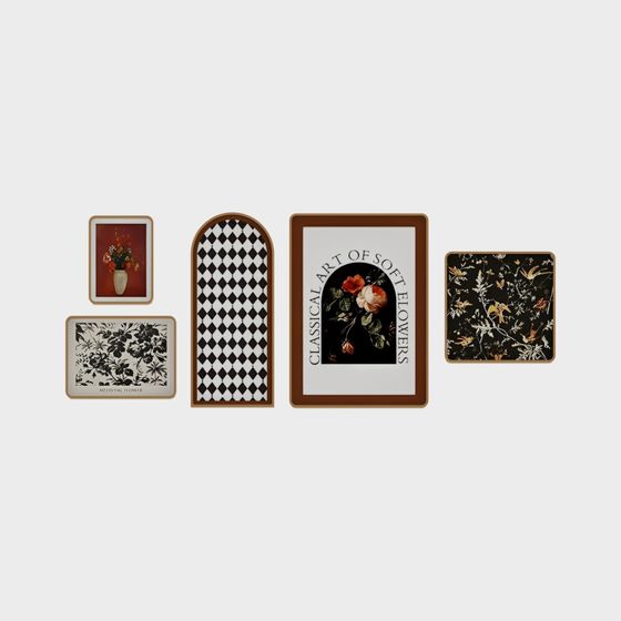 Black French Medieval Decorative Painting Combination