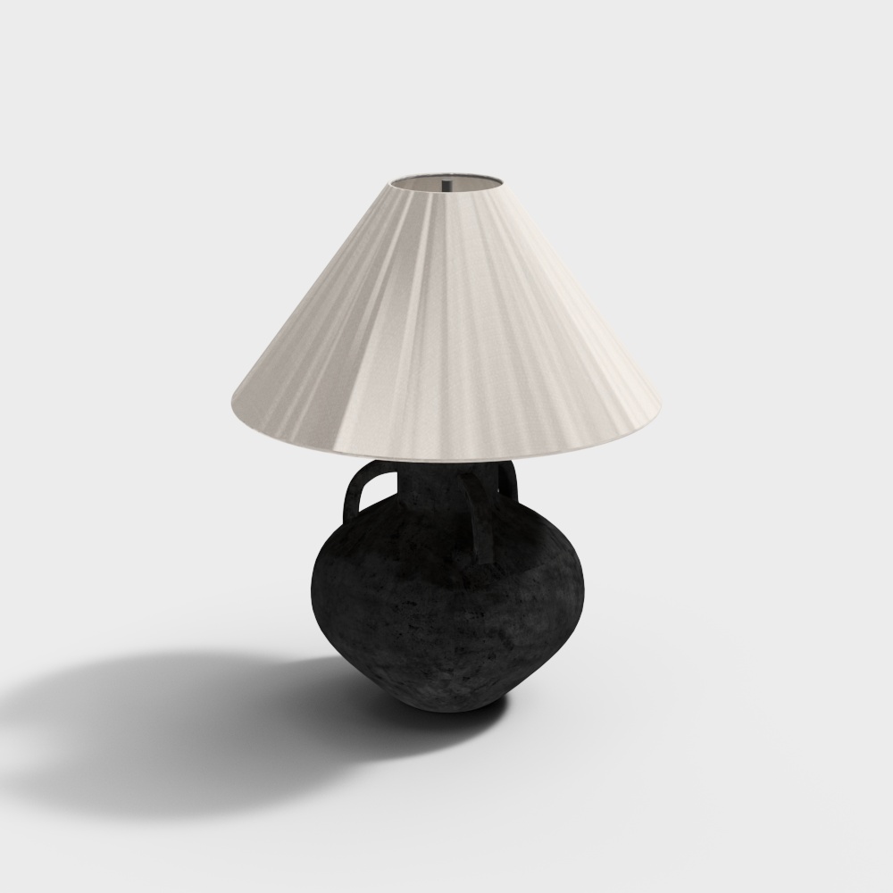 Modern Artistic Table Lamp 3D Model – Textured Black Base