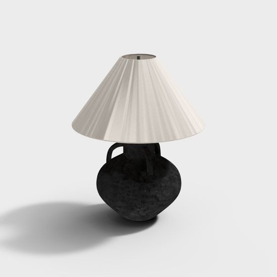 French Medieval Small Table Lamp 3D Model in Beige