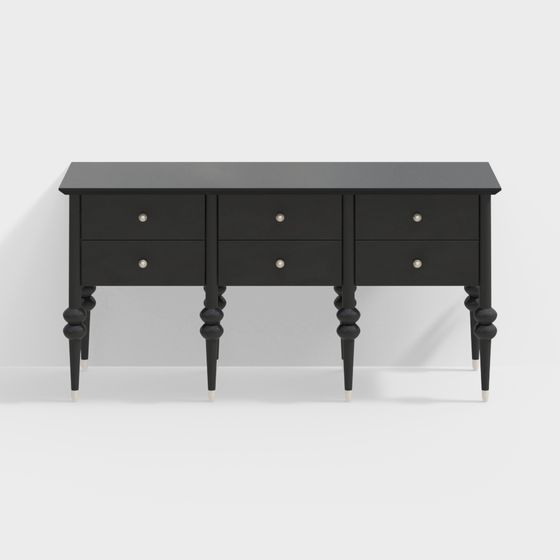 Vintage Black Drawer Cabinet 3D model