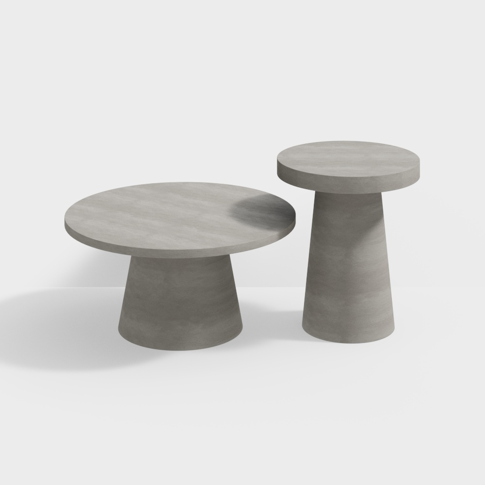 Minimalist Concrete Round Table 3D Model – Low-Poly Design