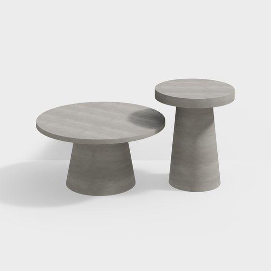 Minimalist Concrete Round Table 3D model