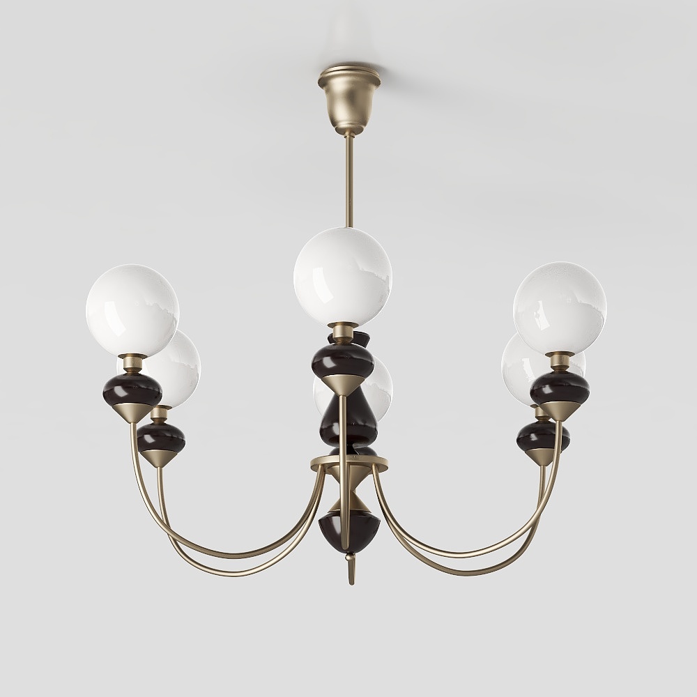 Vintage Modern Pendant Light 3D Model – Gold & Black Design