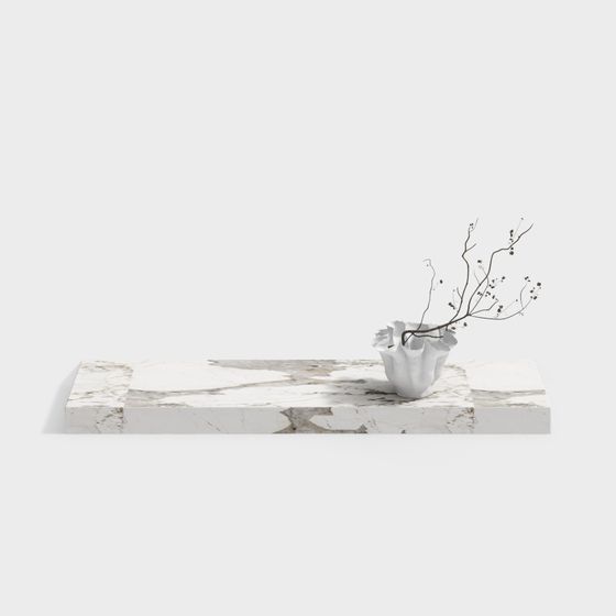 Elegant Minimalist Marble Planter 3D model