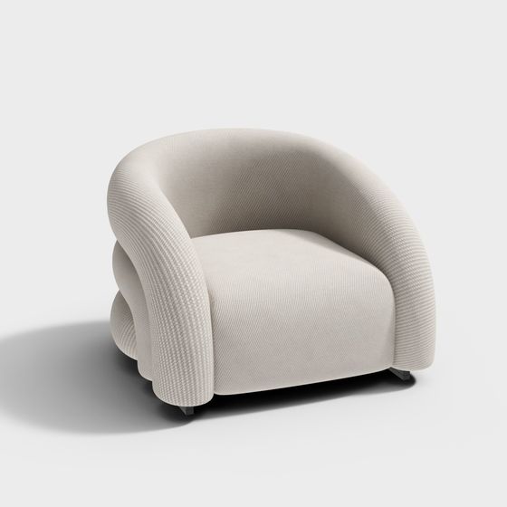 Modern Minimalist Wing Chair 3D Model in Beige Finish