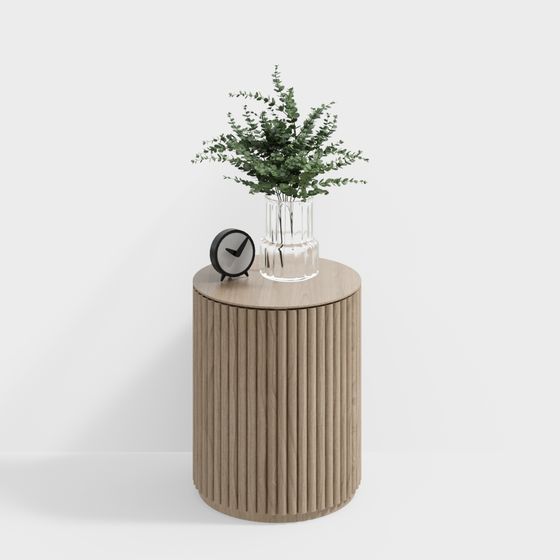 Cylindrical Wooden Table 3D model