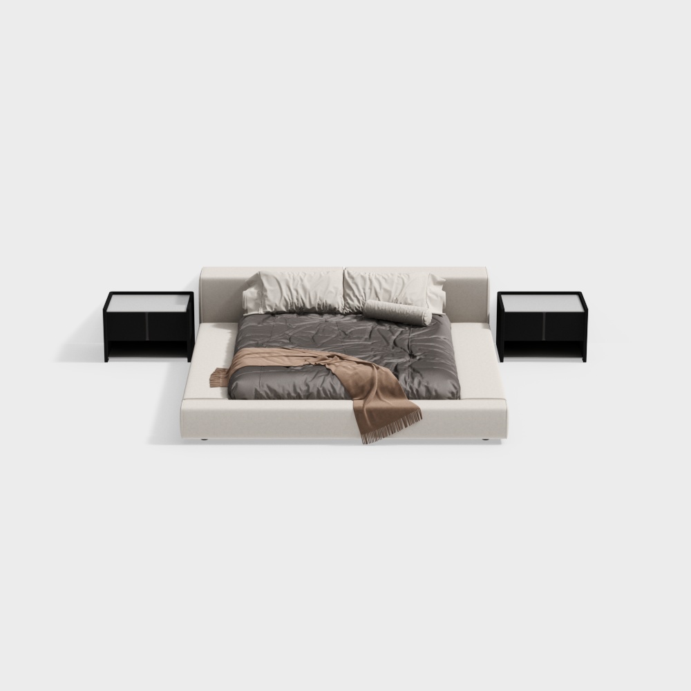 Modern minimalist double bed combination