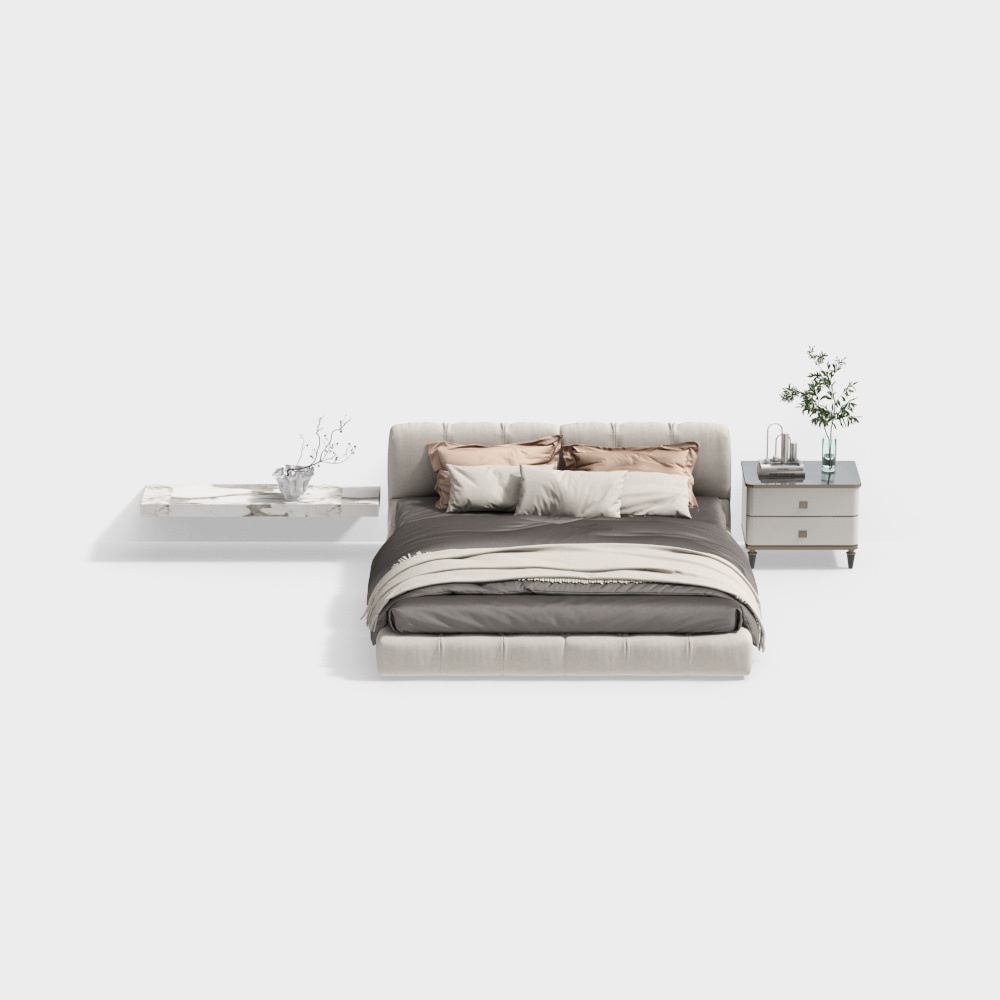 モダンミニマリストダブルベッドの組み合わせ