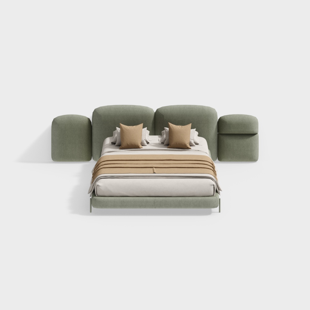 Modern minimalist green double bed