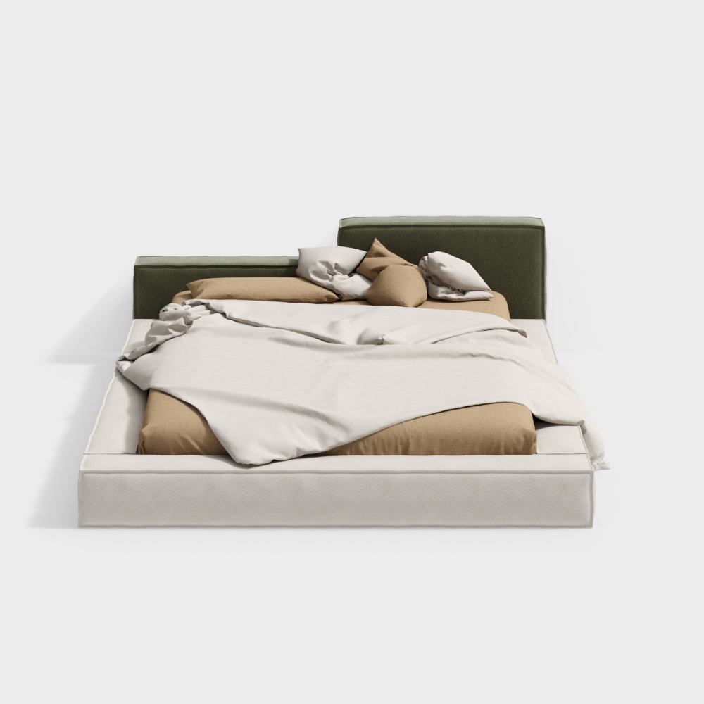 Minimalist Bed 3D Model – Modern Interior Design