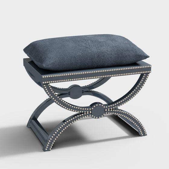 Stylish Retro Sofa Stool 3D model for Modern Interiors