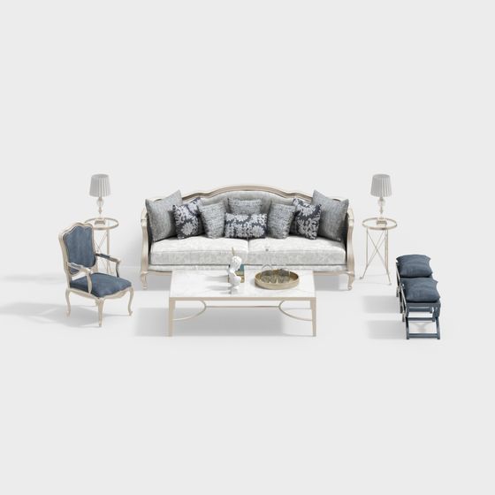 Chic French Style Furniture Set 3D Model