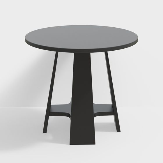 モダンな寝室の黒い丸いナイトテーブル