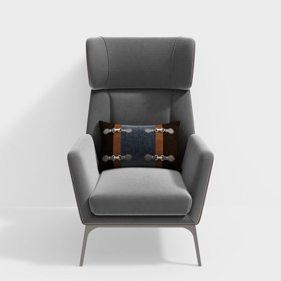 Elegant Gray Leather Chair 3D model