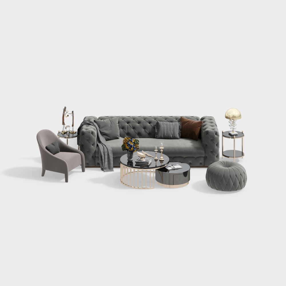 Simple European light luxury sofa and coffee table combination 129