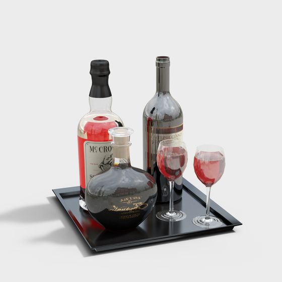 Elegant Wine Set 3D model