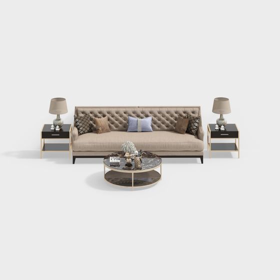 Modern Low-Poly Sofa Set 3D model for Stylish Homes