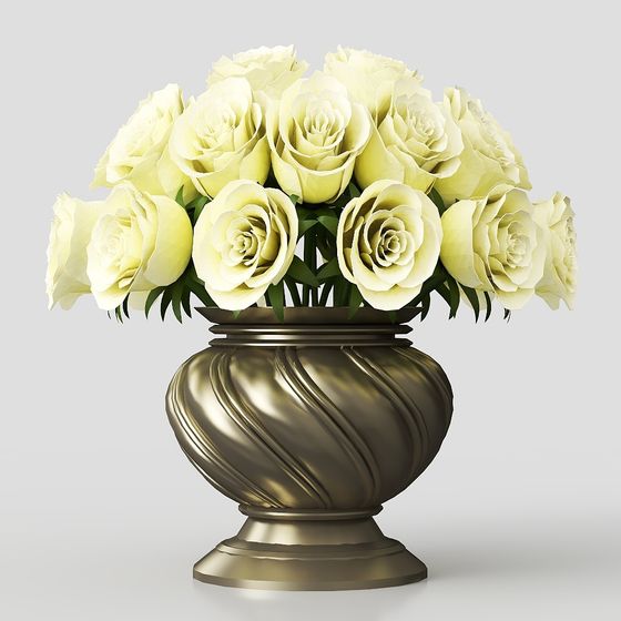 Elegant Vase with Roses 3D model