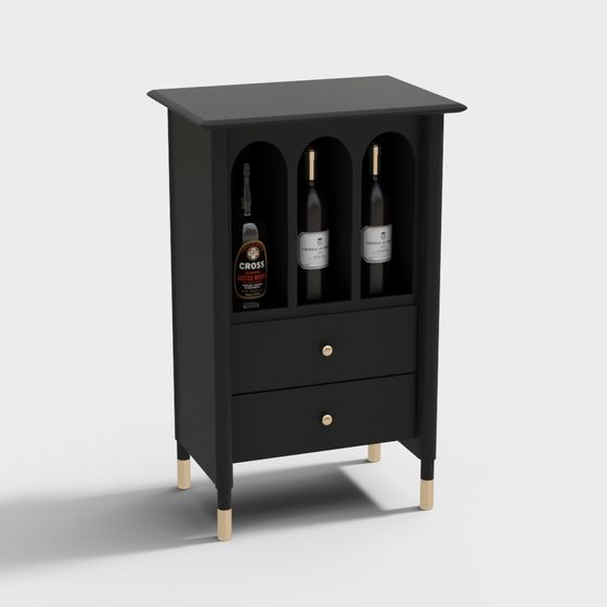 Elegant Wine Cabinet 3D model for Interior Spaces